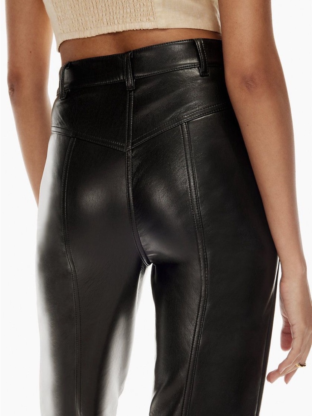Aritzia Wilfred Rebel Vegan Leather Pants Black High Rise Straight Leg Size 0 - Picture 14 of 16